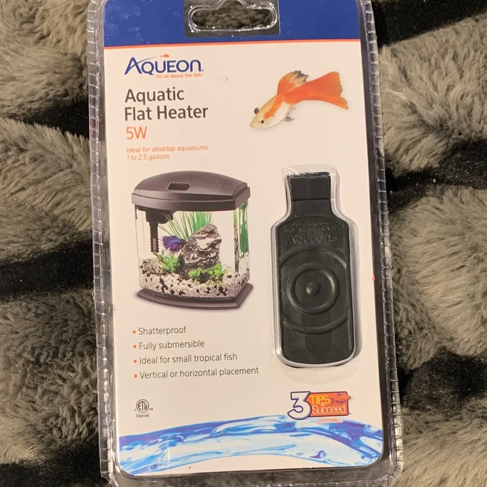 #541 NIB “Aqueon” Black Aquatic Flat Heater 5W